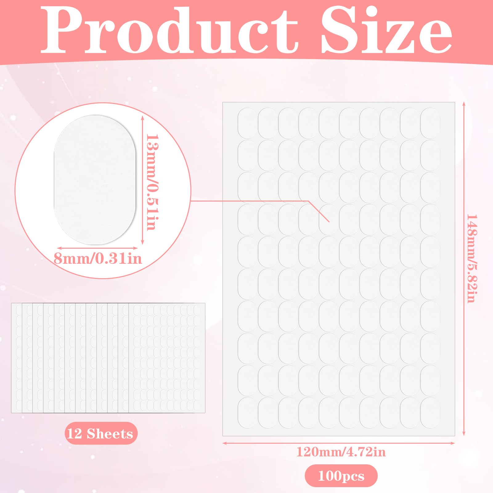 Close up of clear ultra thin waterproof sticker strips for false nail tips display stand setup