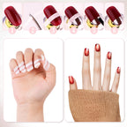 Demonstration of striping tape applied on fingertips for nail decoration