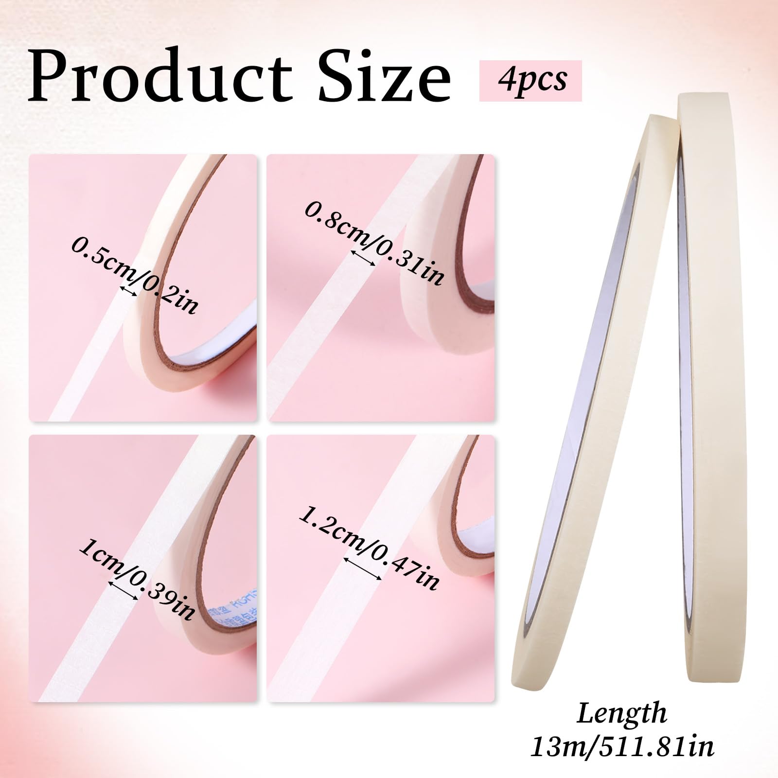 Different packaging views highlighting the thick paper material of the striping ribbons.