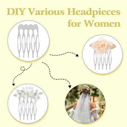 Lawie silver metal mini side combs pack of twenty for DIY bridal veil attachment