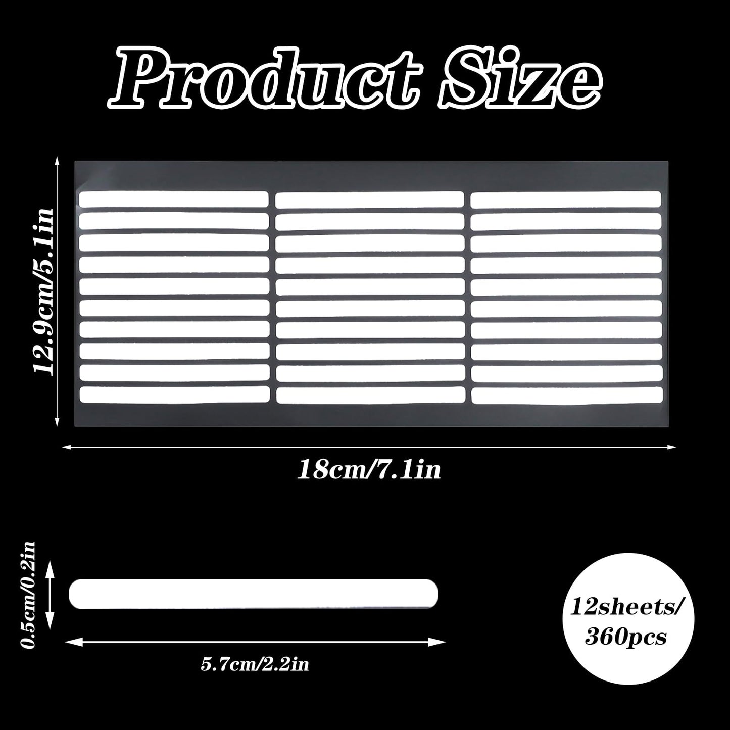 Twelve sheets of transparent acrylic press on nail tape arranged for salon inventory packaging