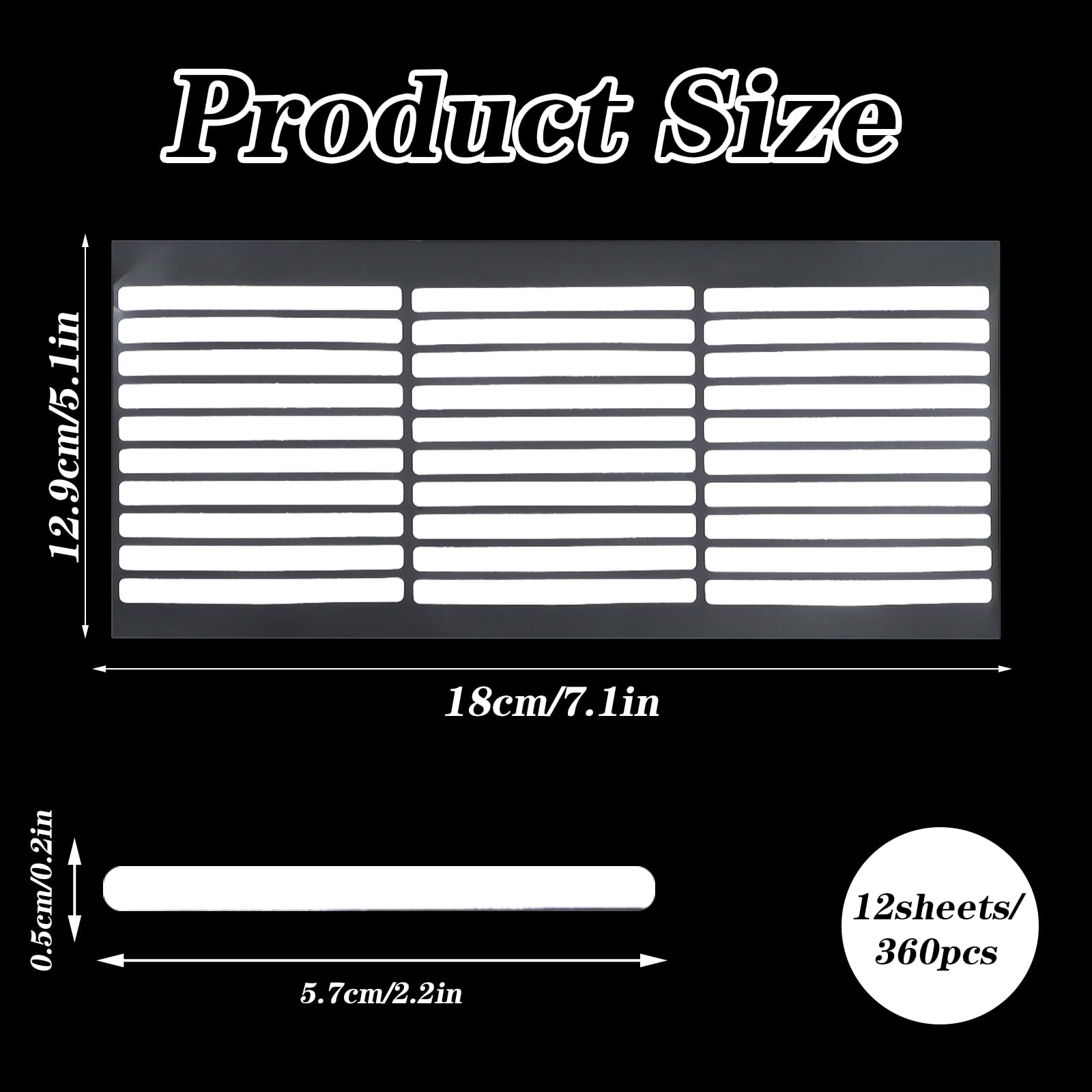 Twelve sheets of transparent acrylic press on nail tape arranged for salon inventory packaging