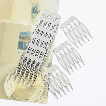 Twenty piece bulk pack of Lawie silver five teeth hair slides for salon and crafting use