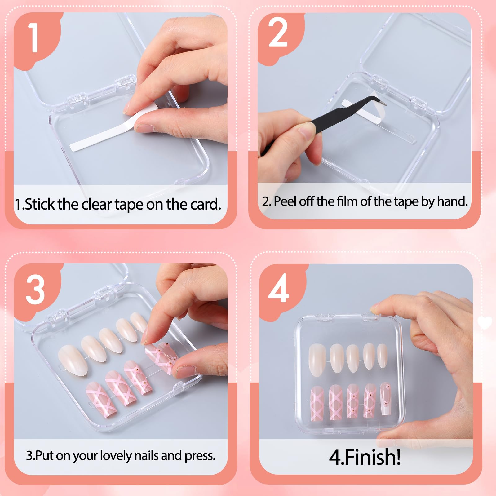Premium acrylic double sided sticky tabs for press on nail sample boards and presentation