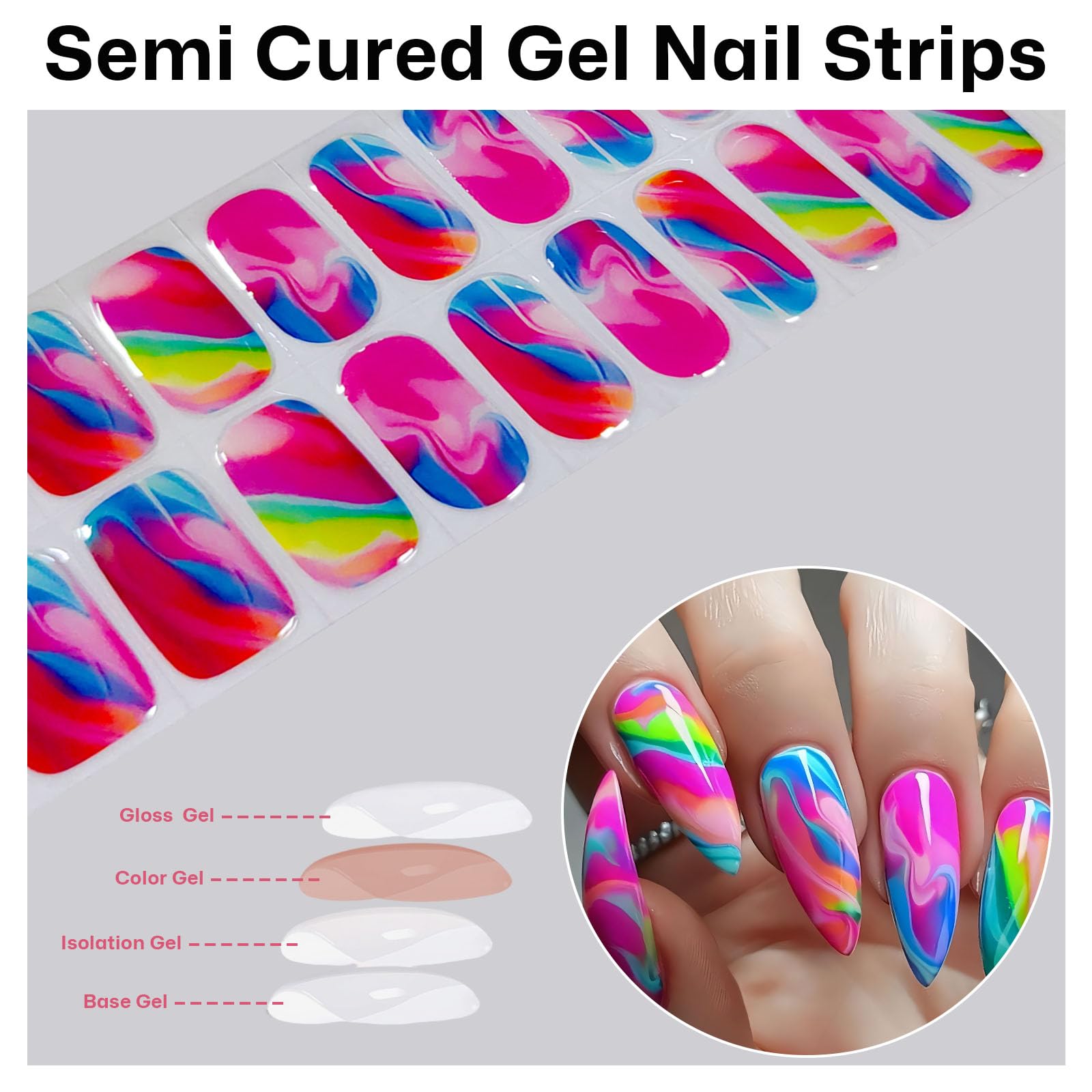 NAILOG gel nail stickers undergoing curing process under a compact UV LED lamp.