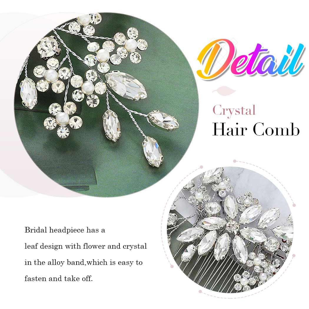 Flexible alloy branch detail on Catery bridal headpiece