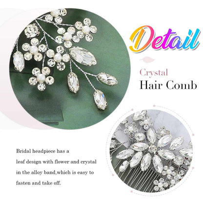 Flexible alloy branch detail on Catery bridal headpiece