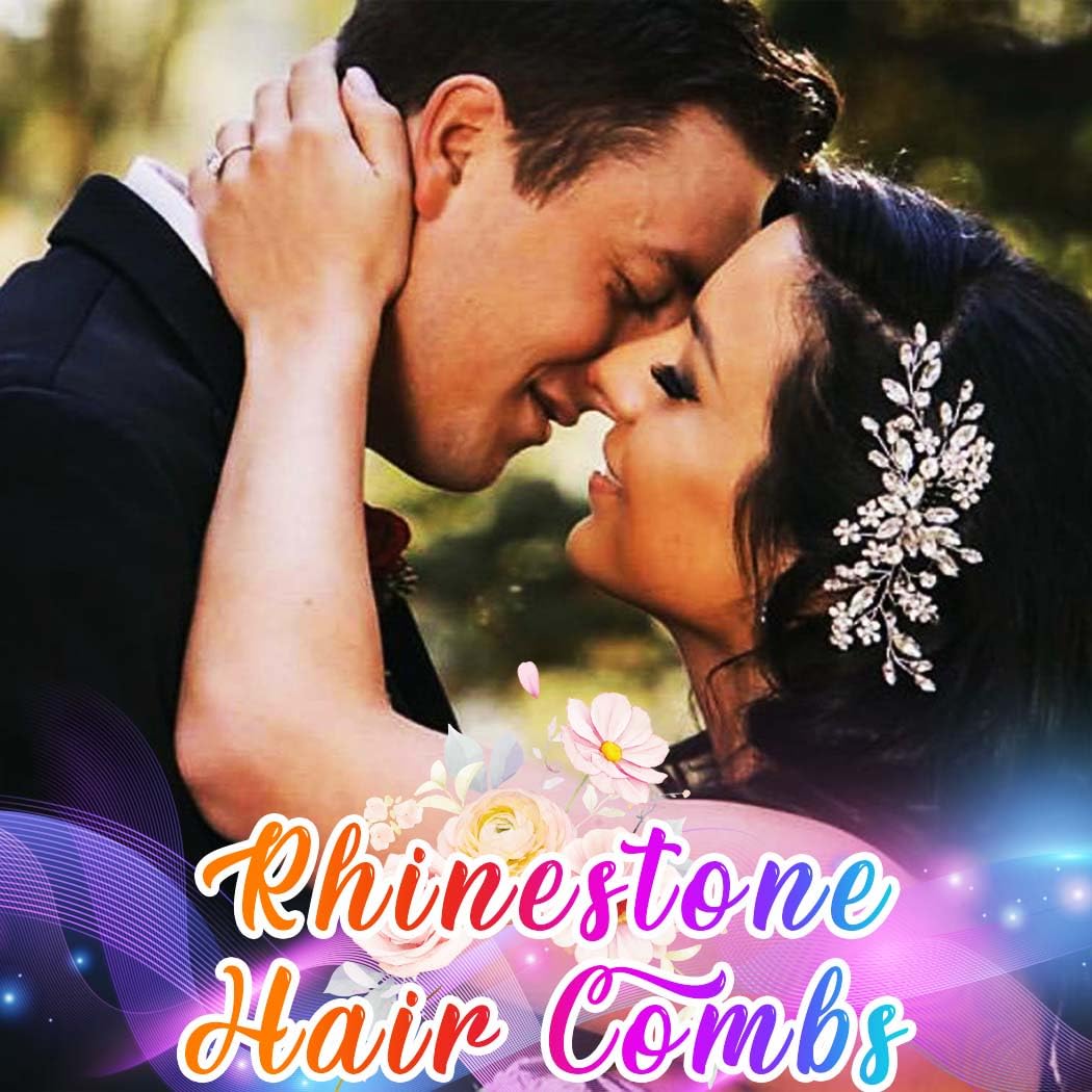 Bridal hairstyle featuring Catery crystal flower comb