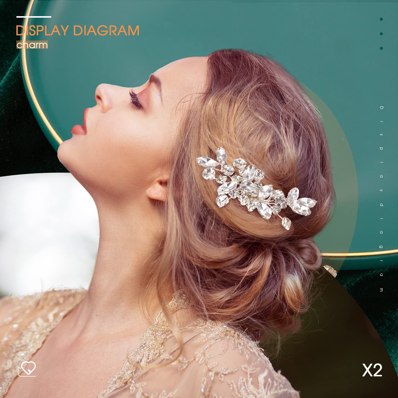 Side profile of the premium metal comb teeth on the wedding hair accessory