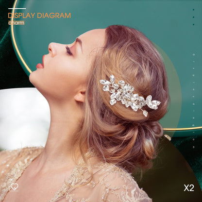 Side profile of the premium metal comb teeth on the wedding hair accessory