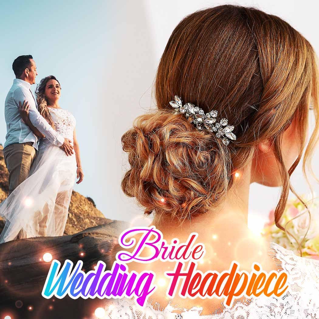 Back view of silver metal bridal hair comb