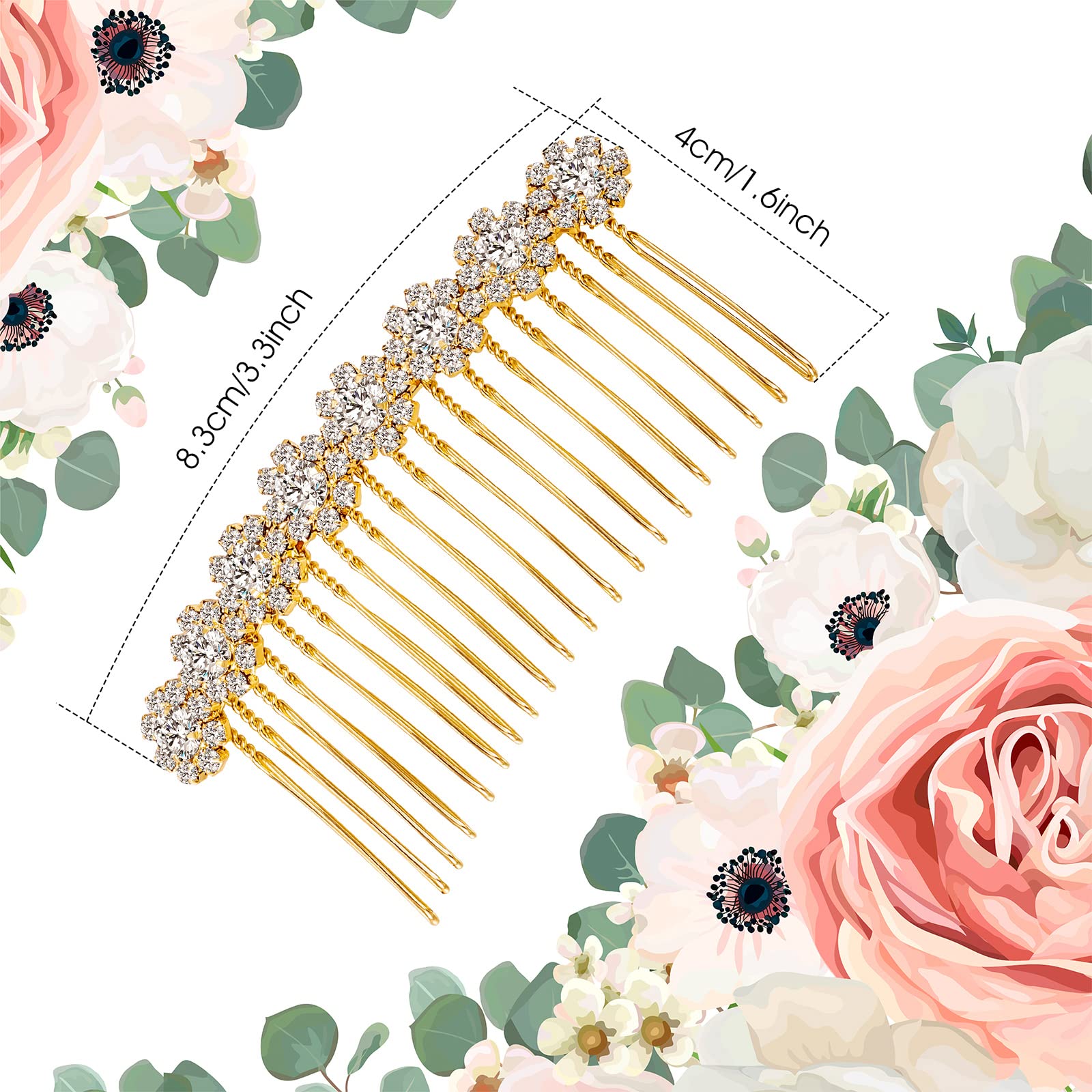 Geosar bridal jewelry clips displaying the intricate 8 crystal flower pattern on a durable alloy metal base.