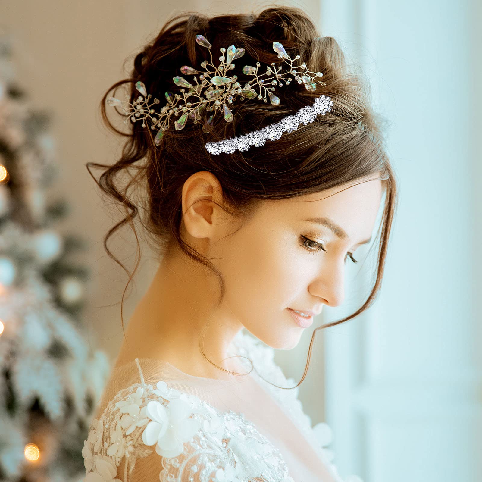 Set of four Geosar French hair accessories for women arranged to show the premium silver and gold finishes.