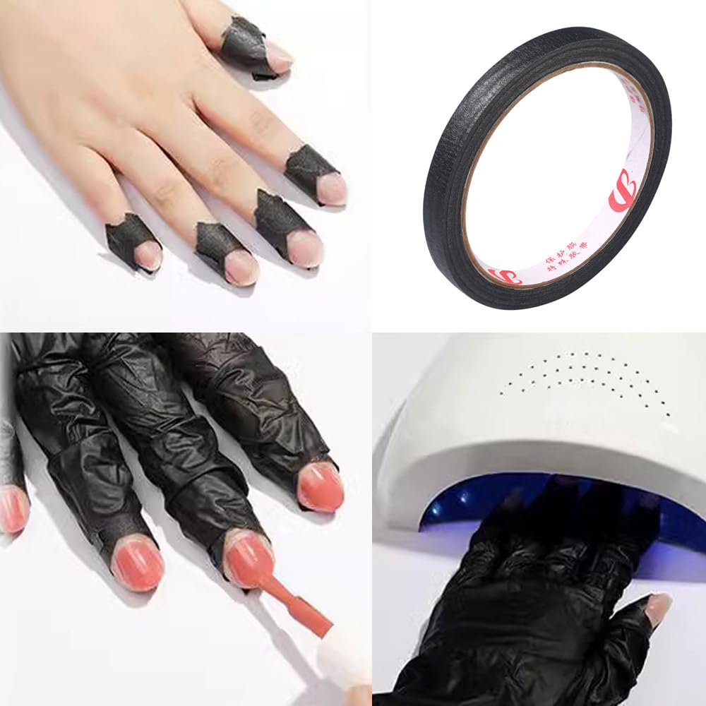 NentMent peel off finger protector strips being removed cleanly from skin after curing gel nails under an LED lamp.