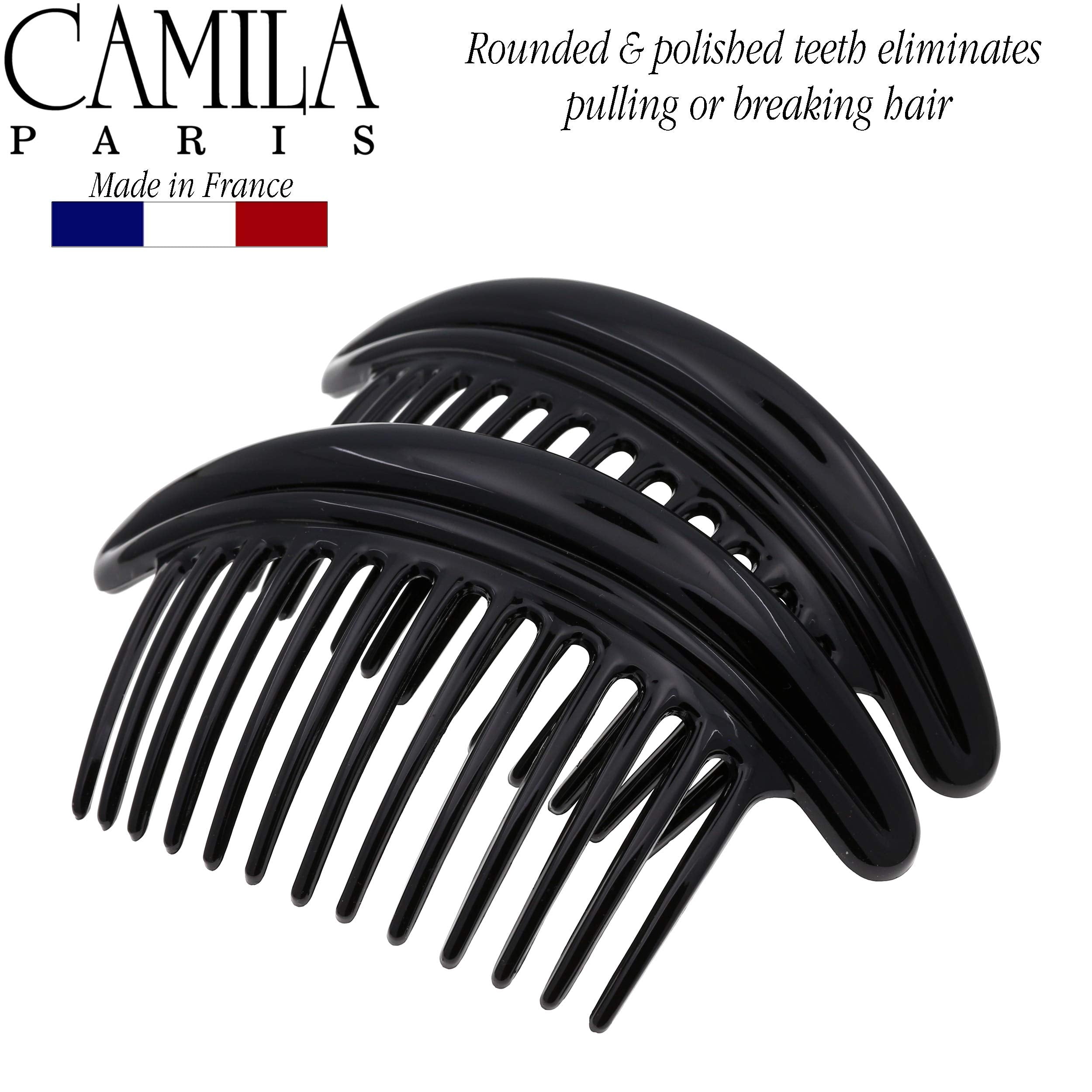 Side profile of Camila Paris French hair side combs