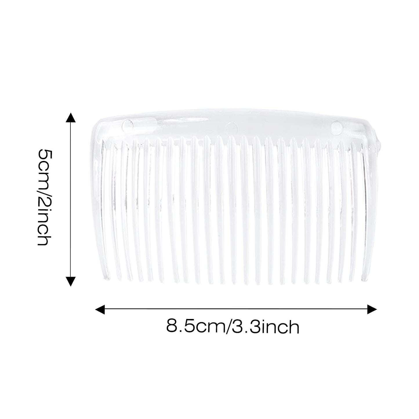 Cinaci premium smooth plastic French twist side combs measurement view.