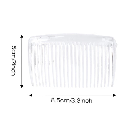 Cinaci premium smooth plastic French twist side combs measurement view.