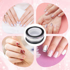 Finished DIY manicure showcasing metallic striping line details