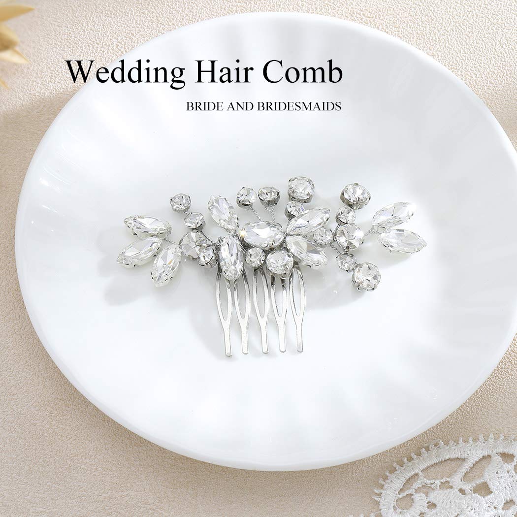 Close up of floral rhinestone details on JAKAWIN hair accessory