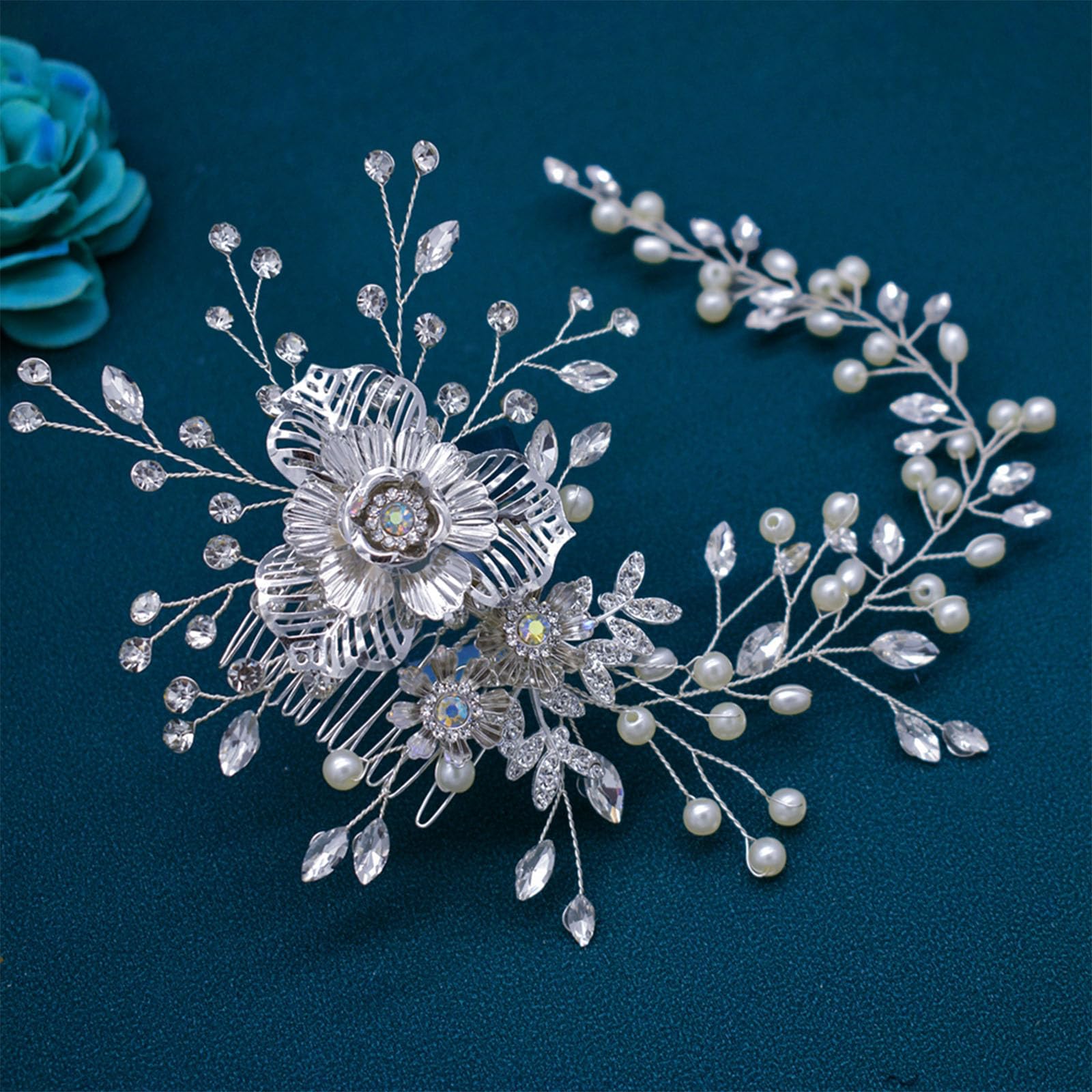WONRLUA bridal hair jewellery showing the flexible soft alloy wire design.