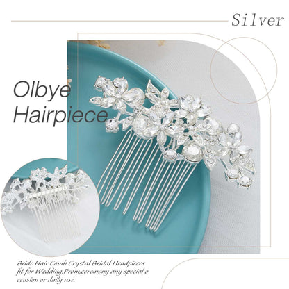 Olbye bridal hairpiece showing flexible silver alloy floral wire details