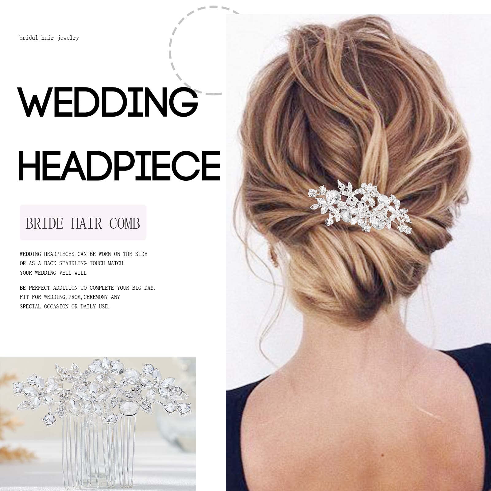 Olbye flower silver headpiece used as a bridesmaid hair accessory