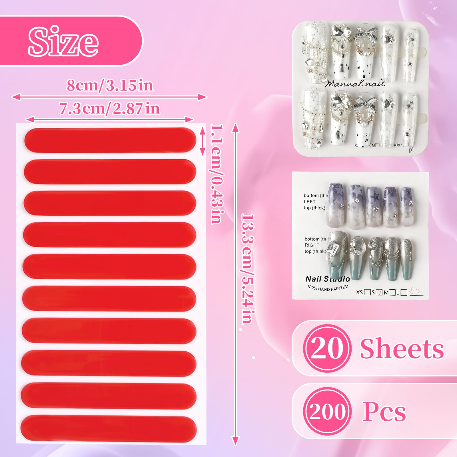 BQAN transparent mounting strips showing the convenient red protective backing peel tabs