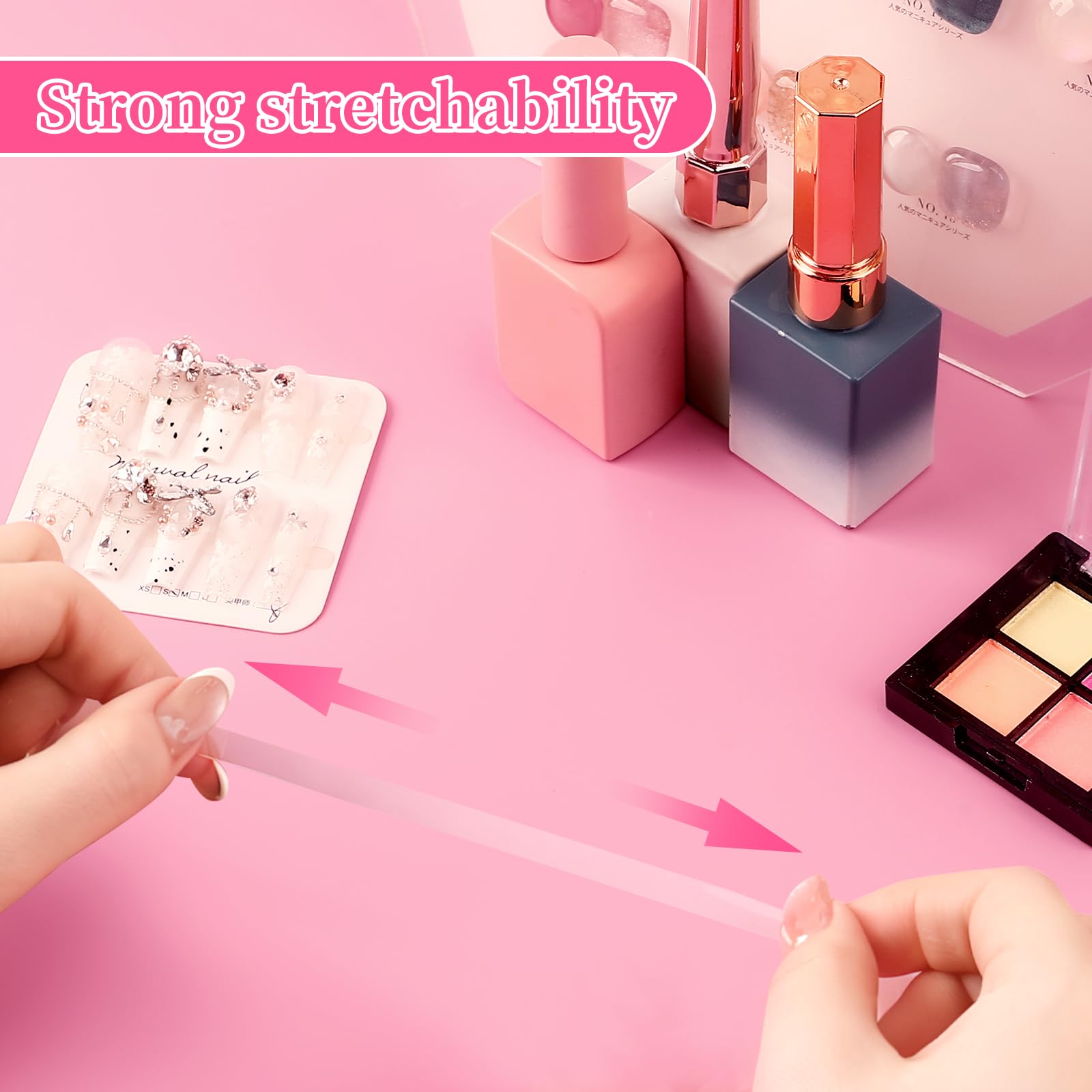 Manicure organization box utilizing traceless acrylic tape for false nail display storage