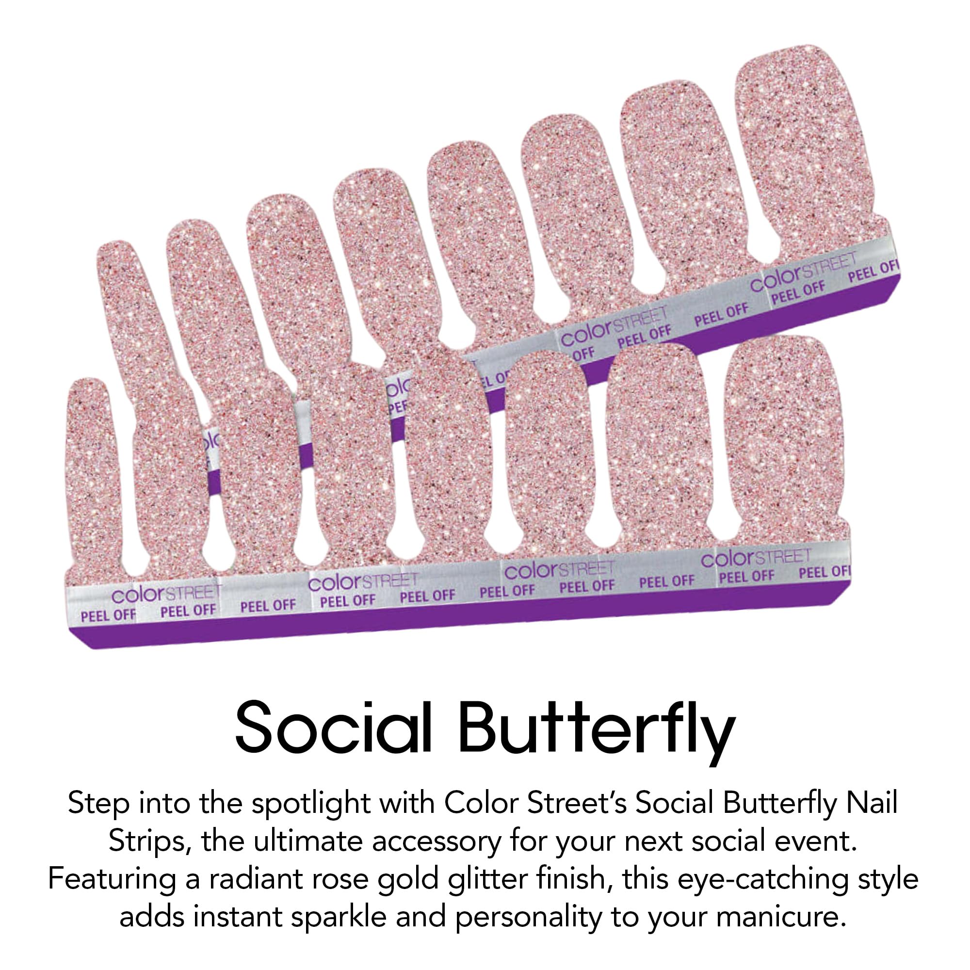 Close up of Color Street Social Butterfly shimmer finish