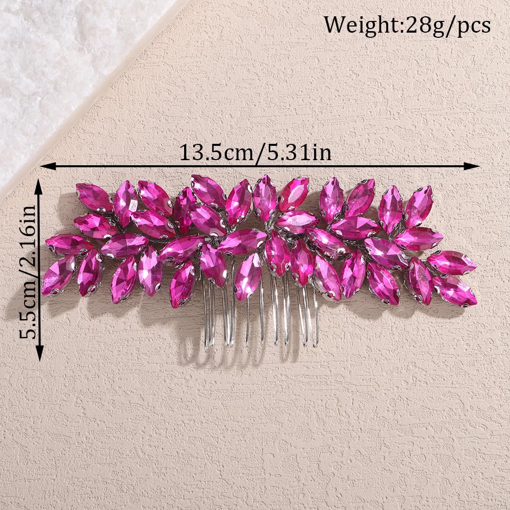 Teyglen fuchsia crystal hair accessory highlighting the silver toned metal teeth