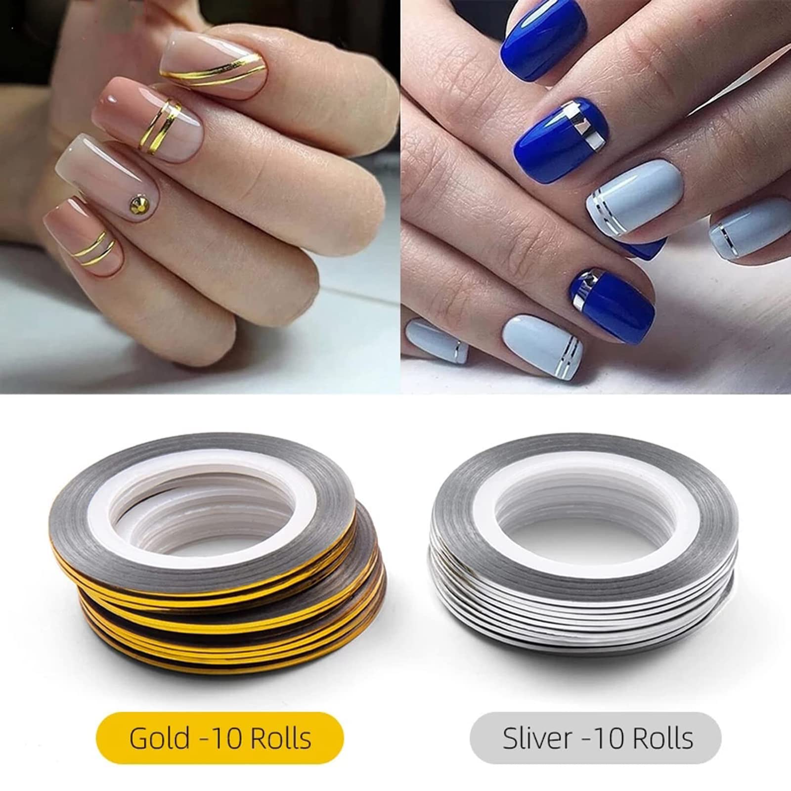 Top view of nail art striping tape set packaging