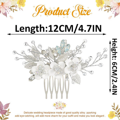 Catery floral hair accessory showing the sturdy metal teeth comb backing.