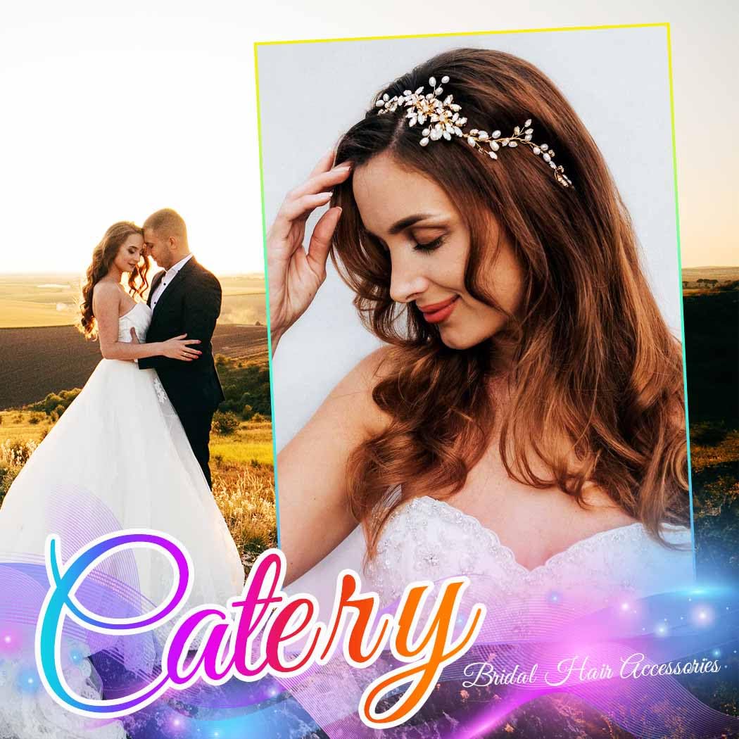 Premium packaging view of the imported USA Catery rhinestone bridal hair clip.