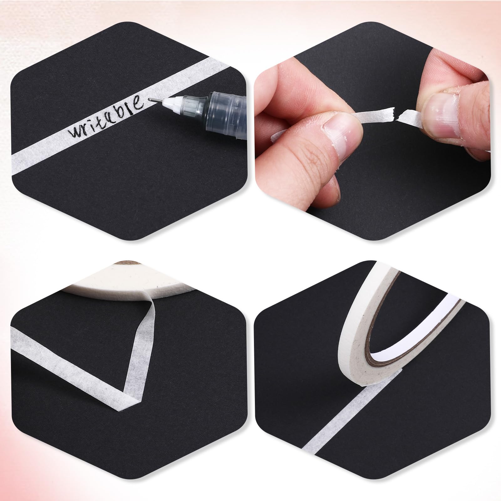 FdcLixuvol single sided white paper tape being peeled cleanly off a finished nail art design without leaving any sticky residue.