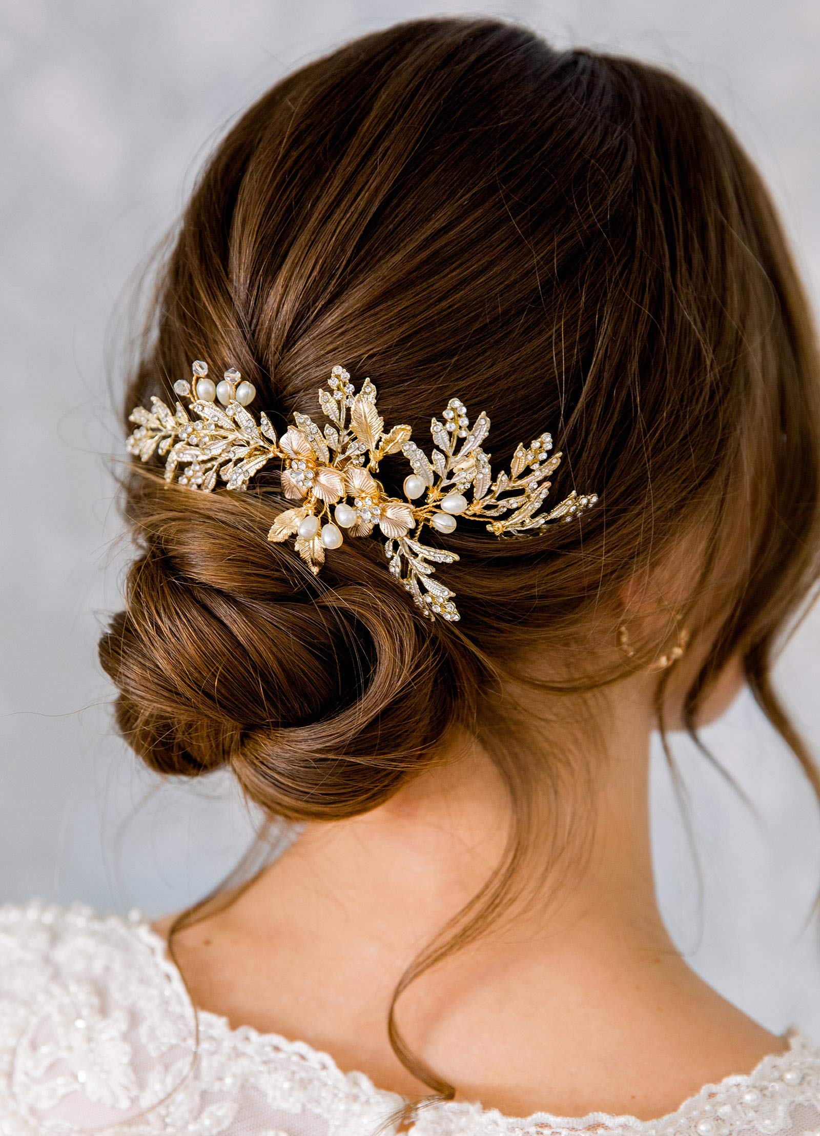 SWEETV rhinestone bridal hair comb piece showcasing the intricate handmade floral design elements