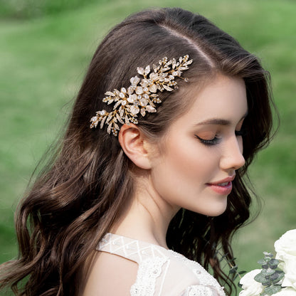 SWEETV gold wedding hair accessory packaging view demonstrating the premium craftsmanship quality