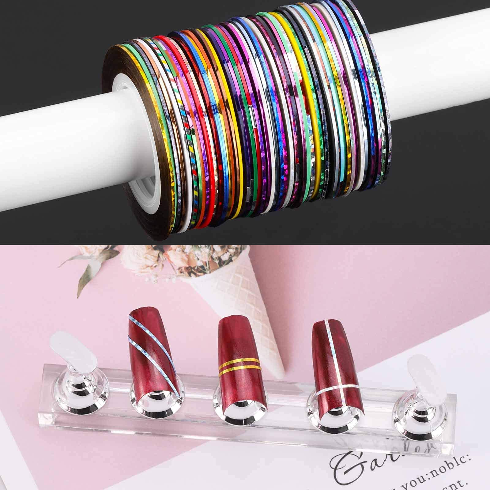 Variety of colorful DIY nail art striping tapes in bulk rolls
