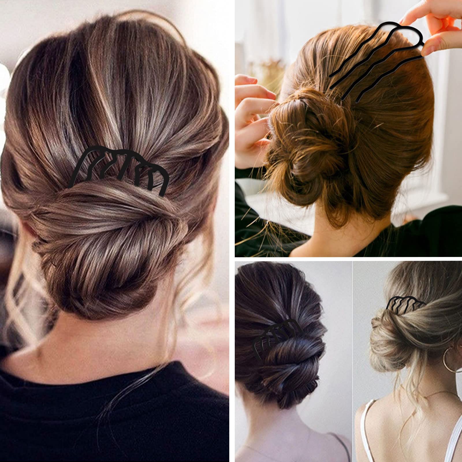 Besarme French twist hair accessories detailing the 7-prong large and small metal comb sizes.