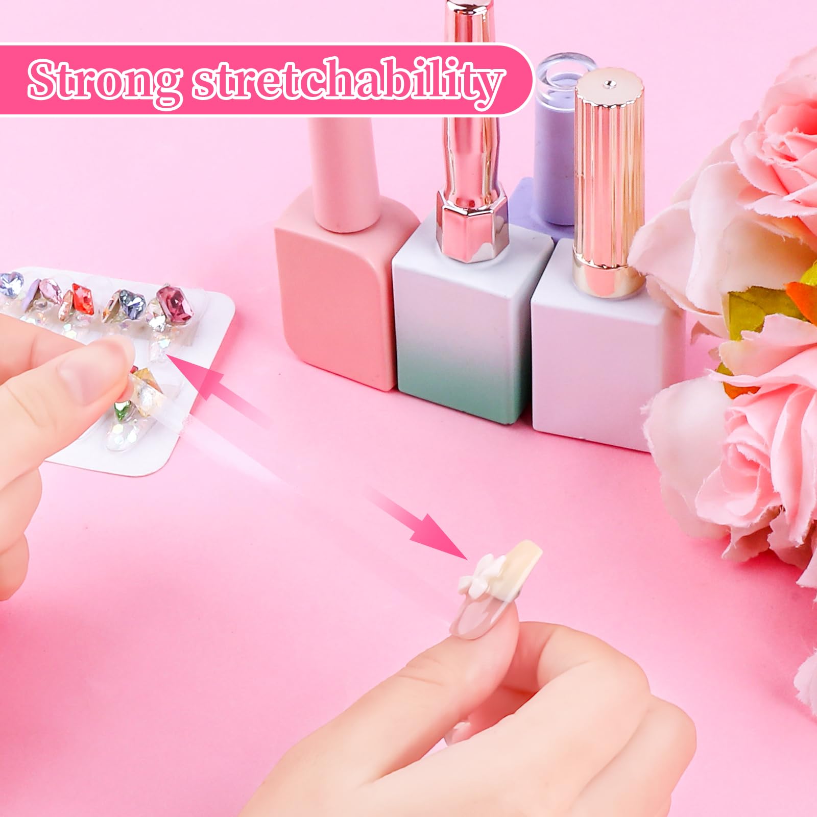 Twelve sheets of professional manicure packaging tape highlighting the transparent traceless acrylic design.