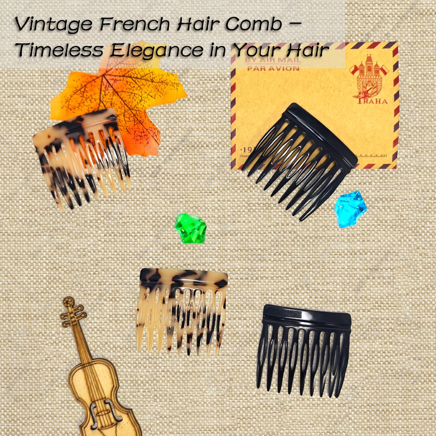 Four count package of groqrsn decorative side hair combs for women