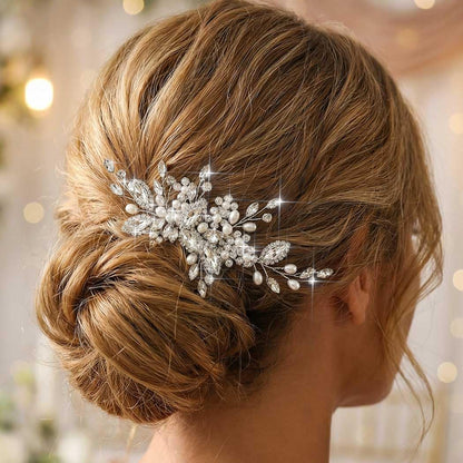 Packaging view of the authentic imported Casdre crystal wedding hair comb for women.