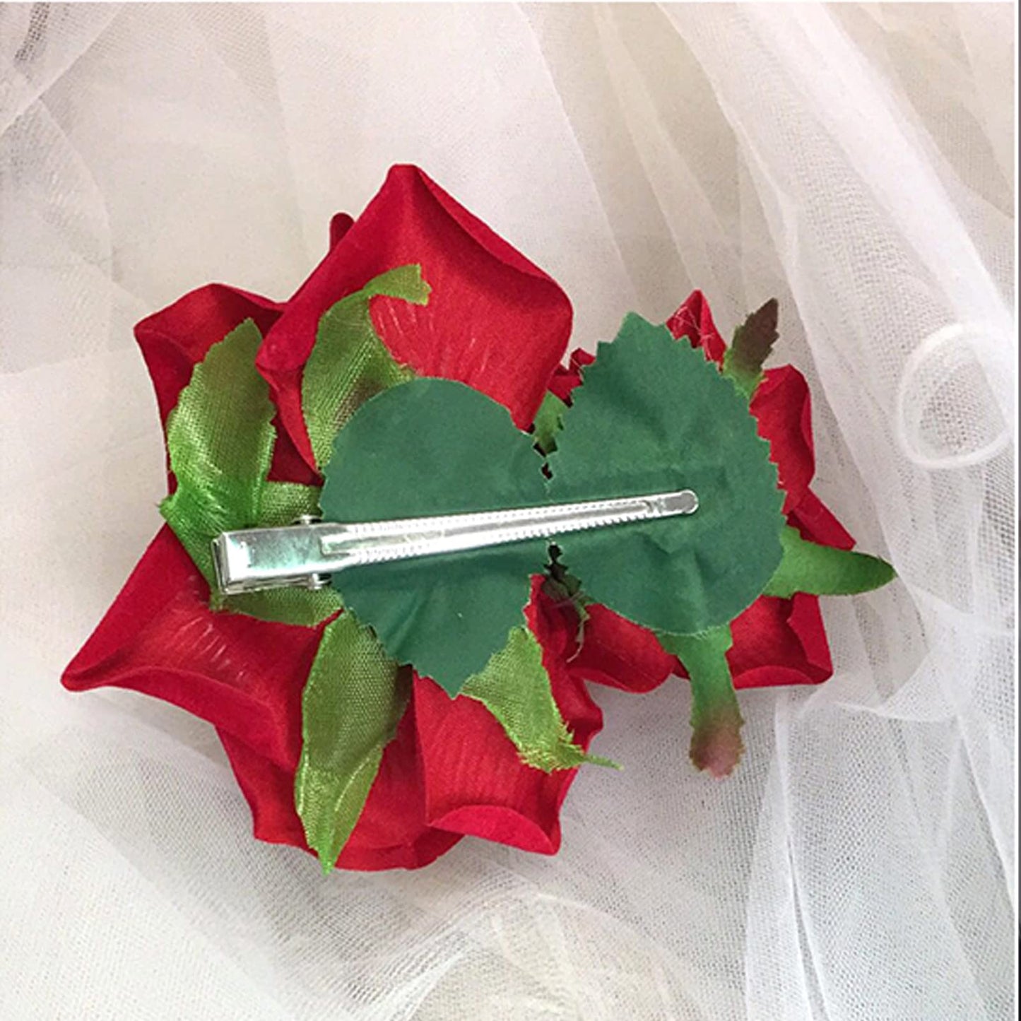 Kriccio red flower hair combs packaging dimension view for sizing reference