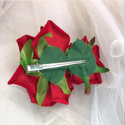 Kriccio red flower hair combs packaging dimension view for sizing reference
