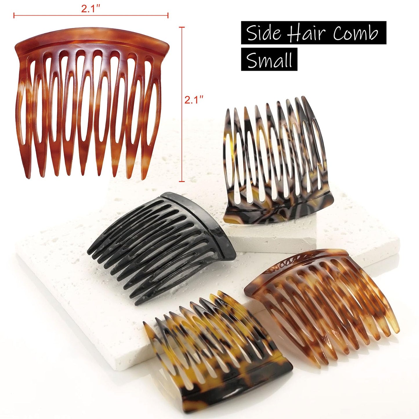 Premium cellulose acetate small hair combs for women showcasing curved design.