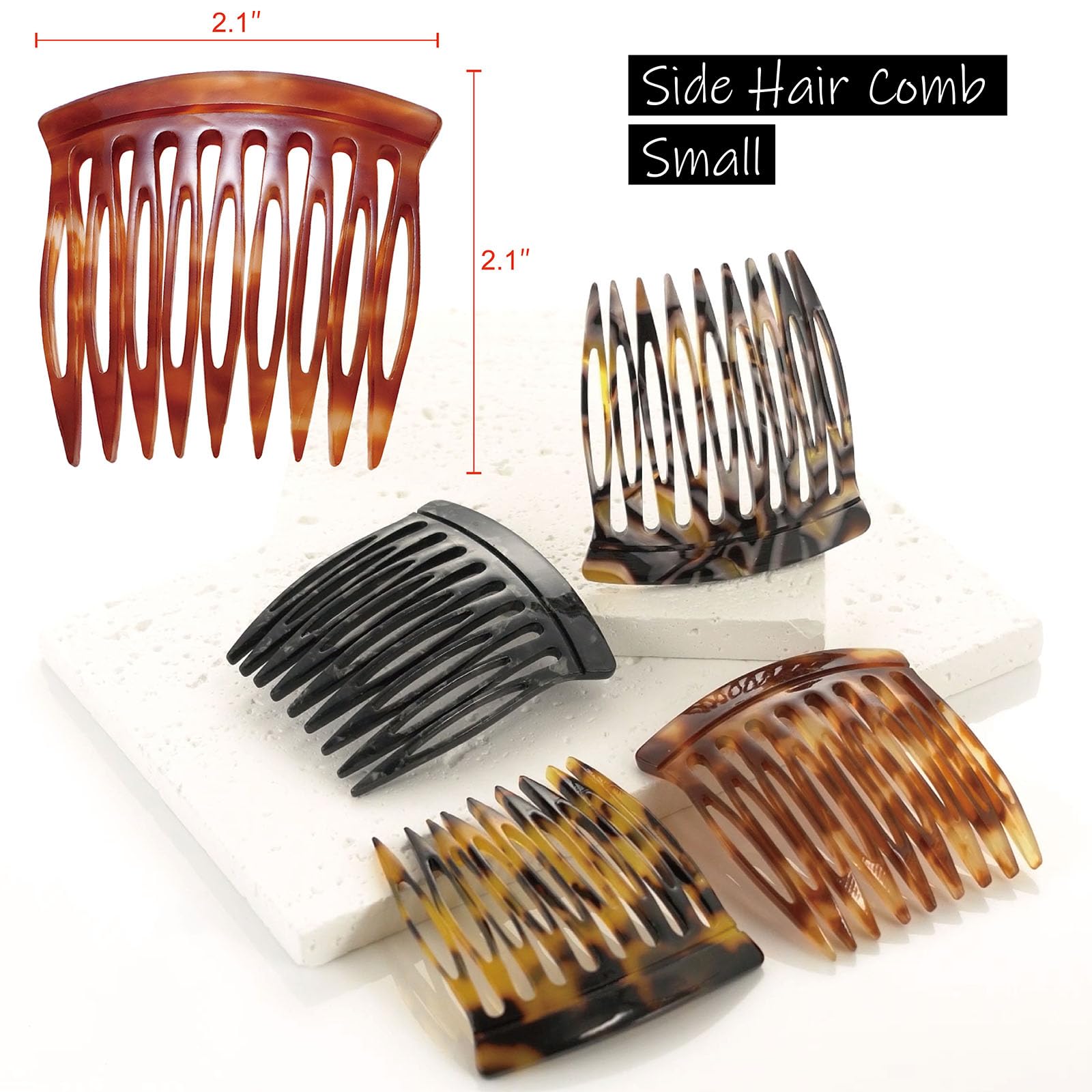Premium cellulose acetate small hair combs for women showcasing curved design.