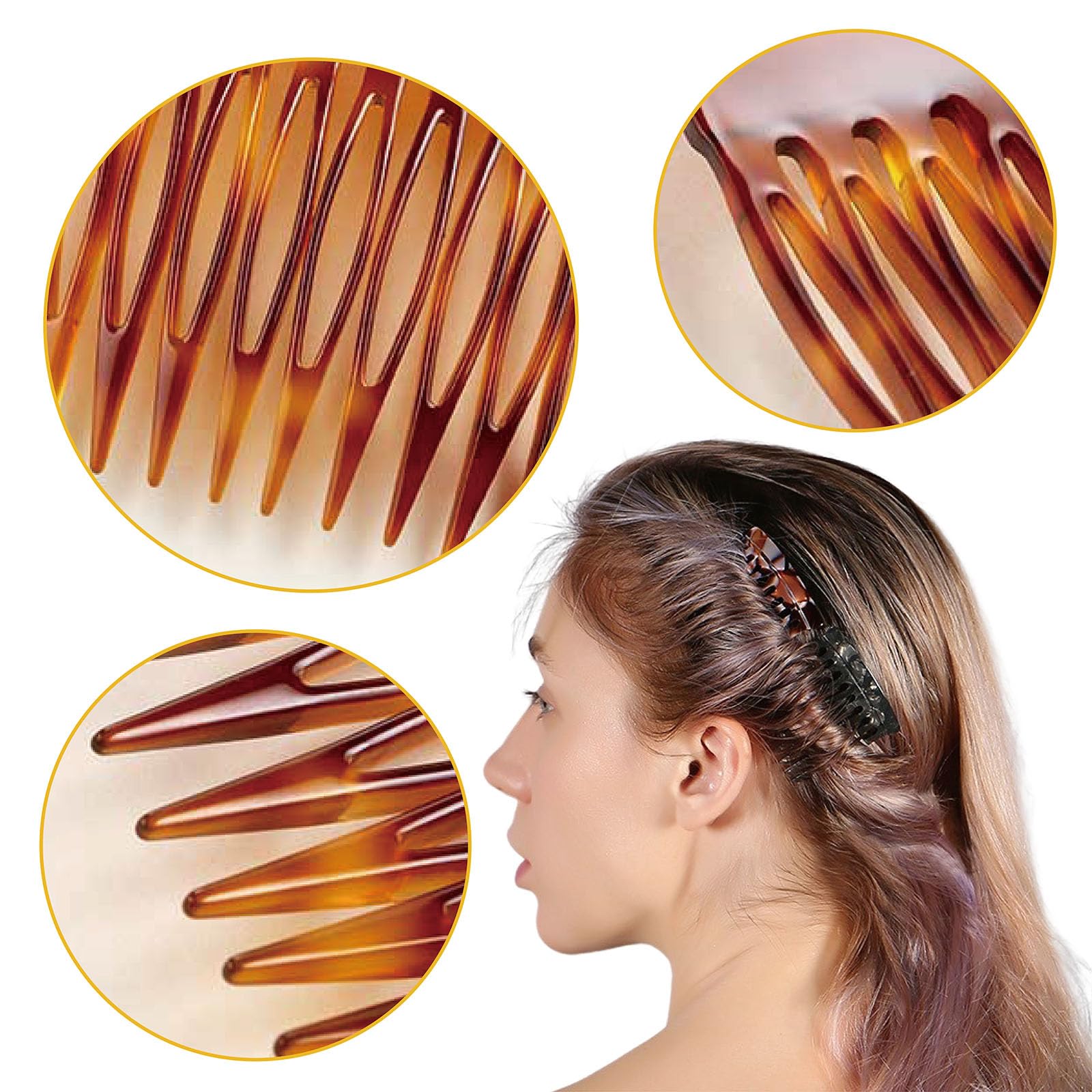 Side view of secure hold hair styling accessories for fine and thick hair types.