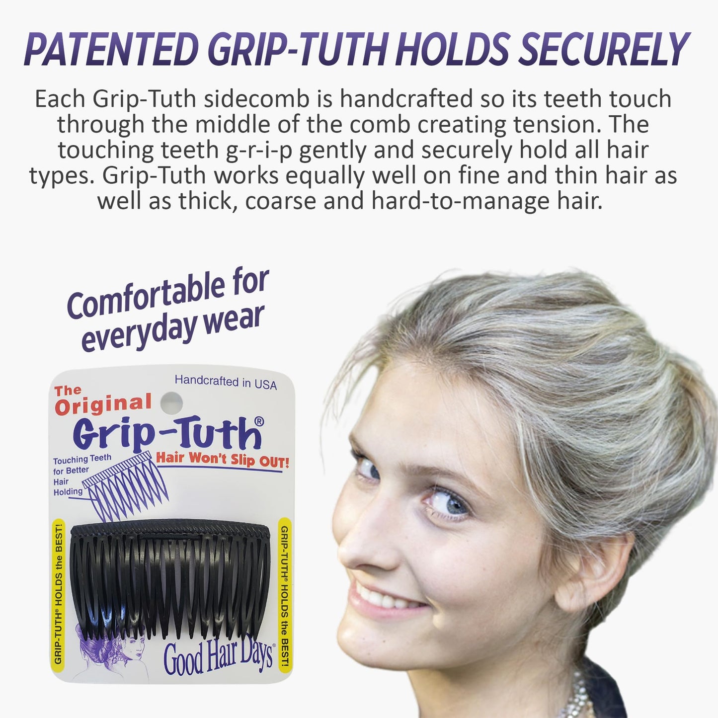 Good Hair Days side combs in classic tortoise shell finish