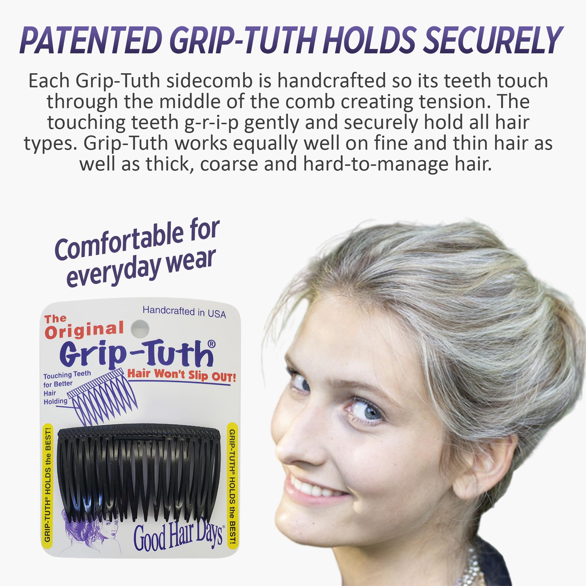 Good Hair Days side combs in classic tortoise shell finish
