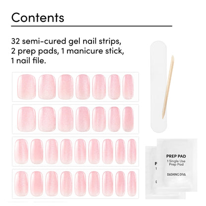 Close-up of the thirty-two piece gel nail strip kit for home manicures.