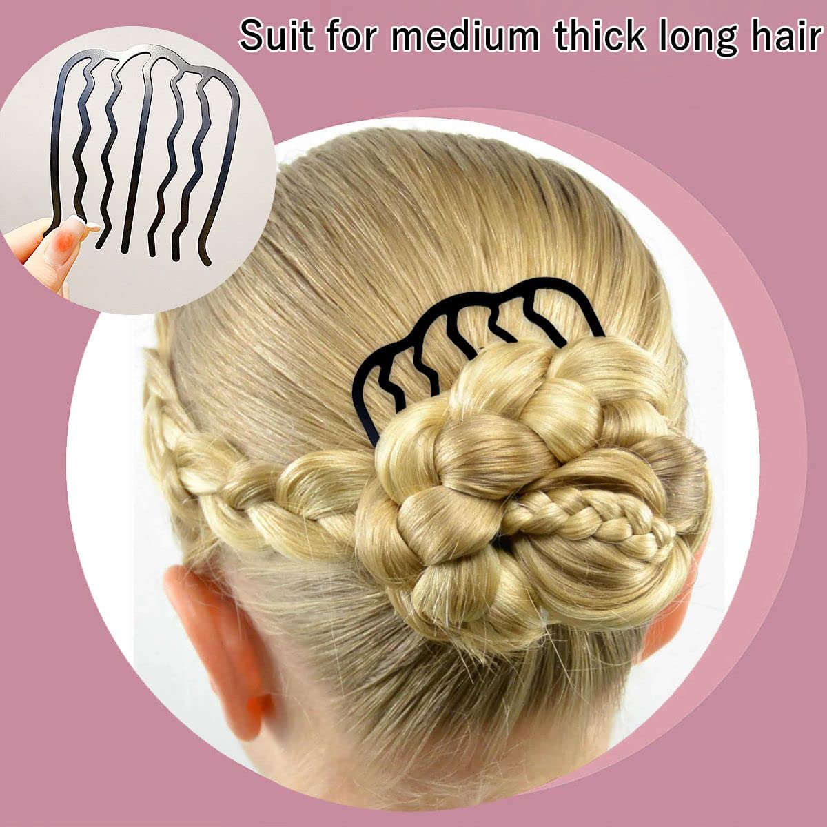 Stainless steel non slip hair side combs collection for thick hair